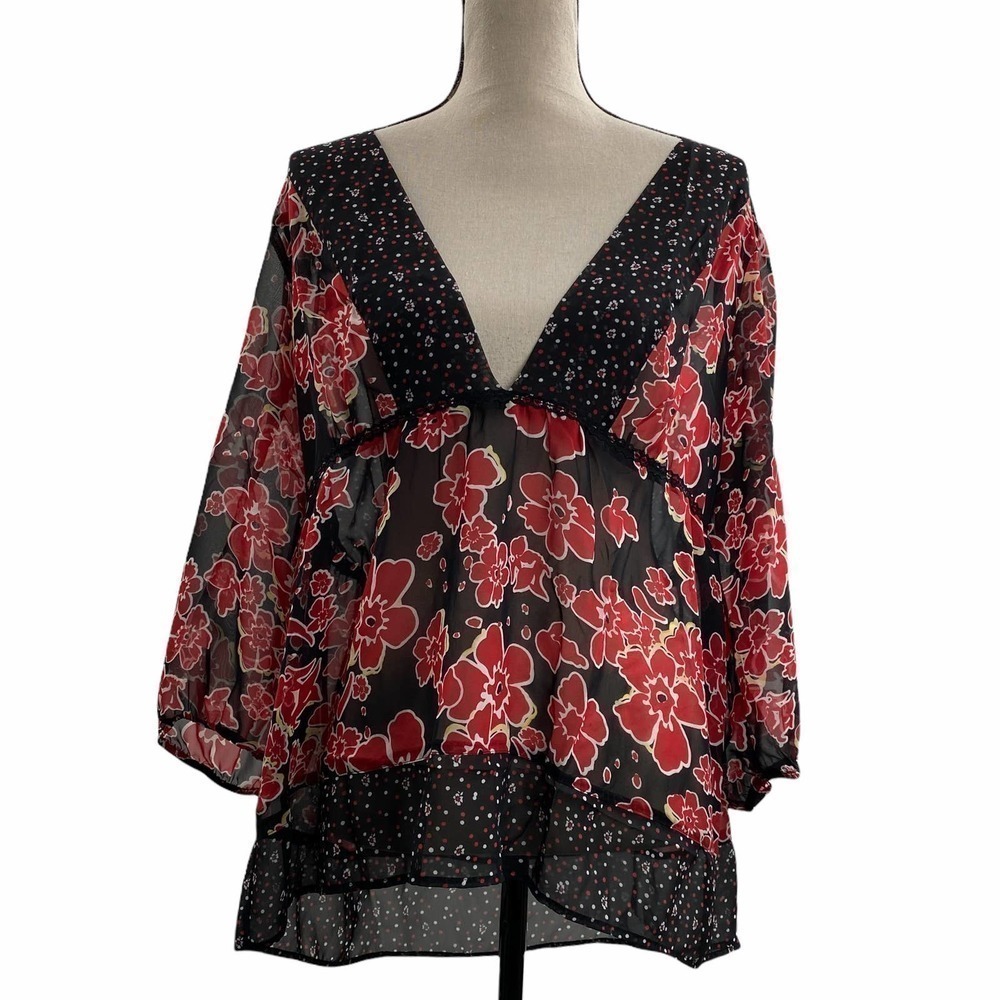 SPEECHLESS Red Black Printed A-Line Dress medium
